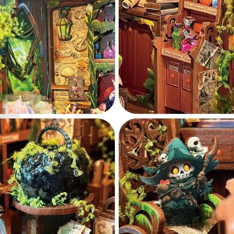 Book Nook - Alchemy Diary, un kit créatif pour construire un diorama miniature. Parfait pour décorer une bibliothèque ou comme cadeau original pour un amoureux des livres. Par Nookette.