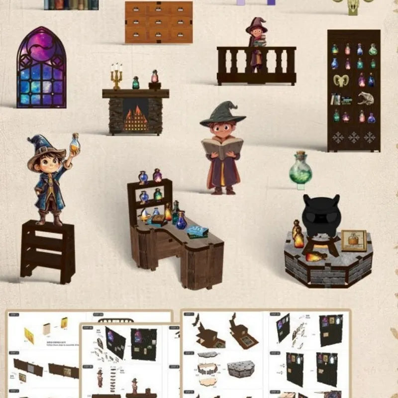 Book Nook - Alchemy Master, un kit créatif pour construire un diorama miniature. Parfait pour décorer une bibliothèque ou comme cadeau original pour un amoureux des livres. Par Nookette.