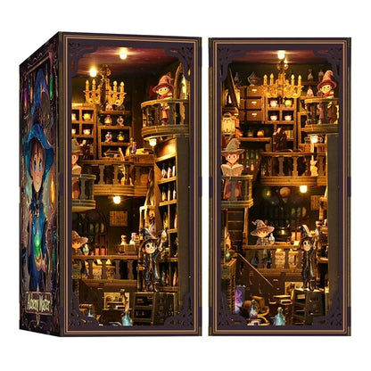Book Nook - Alchemy Master, un kit créatif pour construire un diorama miniature. Parfait pour décorer une bibliothèque ou comme cadeau original pour un amoureux des livres. Par Nookette.