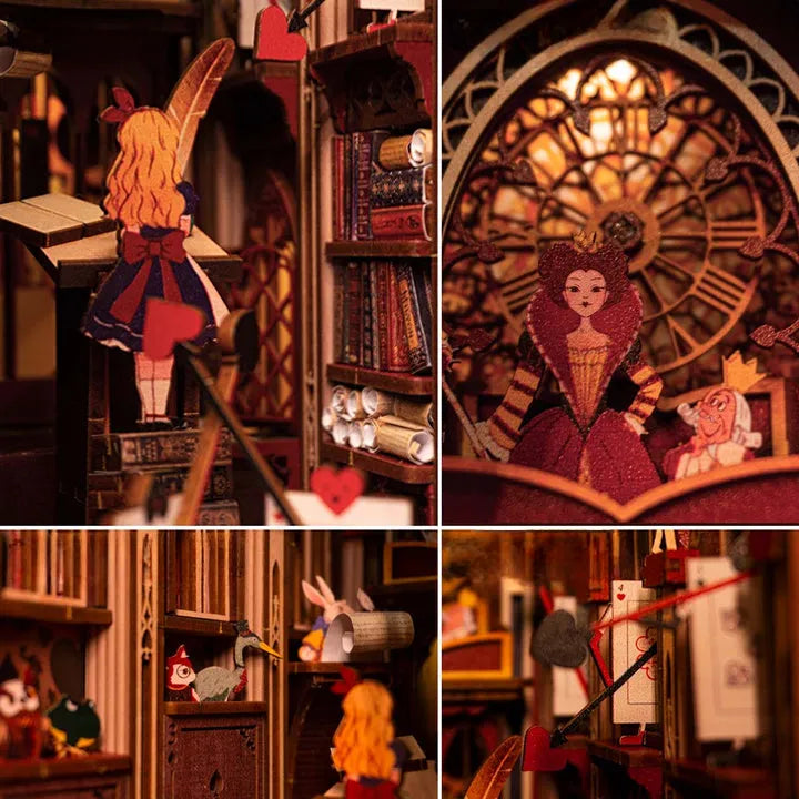 Booknook - Alice's Evidence, un kit créatif pour construire un diorama miniature. Parfait pour décorer une bibliothèque ou comme cadeau original pour un amoureux des livres. Par Nookette.
