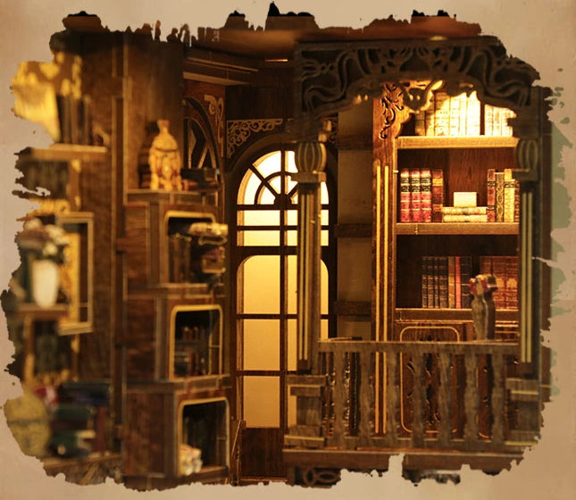 Au-dessus du grenier, les étagères sont remplies de livres