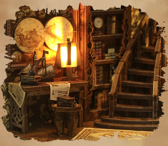 Sur le bureau, les vieux journaux semblent être des lettres du temps, racontant des histoires passées