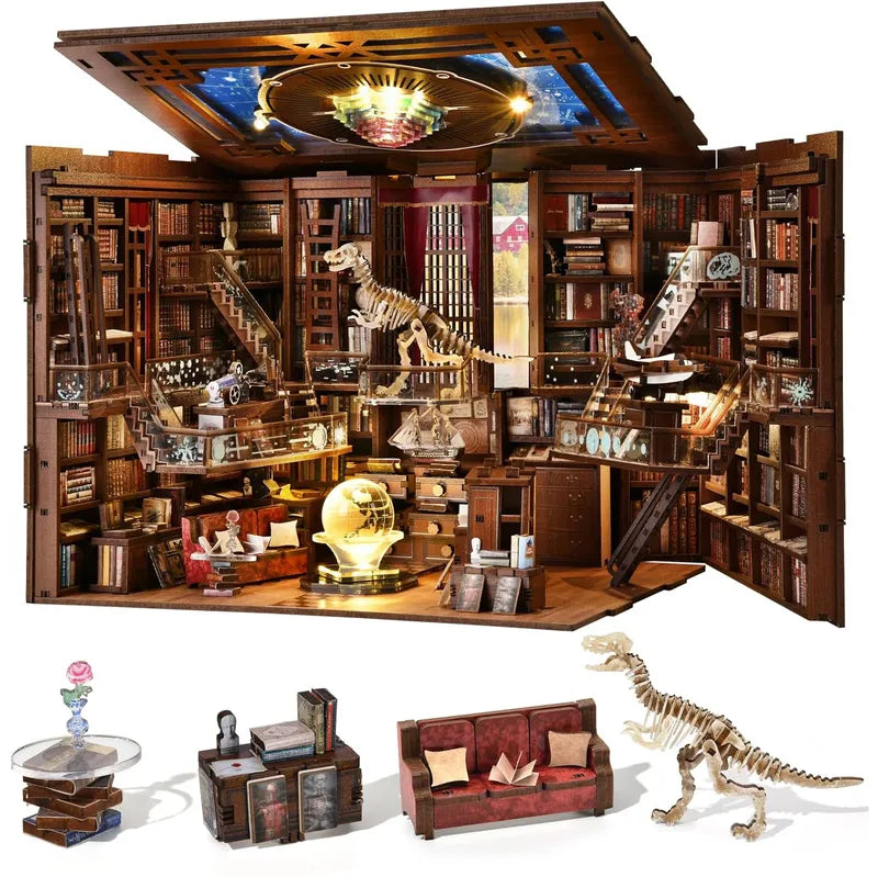 Book Nook - Beyond Library Max, un kit créatif pour construire un diorama miniature. Parfait pour décorer une bibliothèque ou comme cadeau original pour un amoureux des livres. Par Nookette.