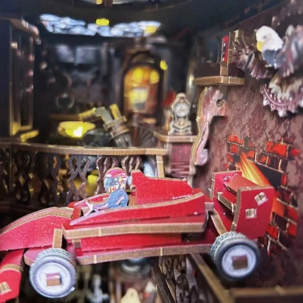 Coureur automobile fonçant dans une voiture de course