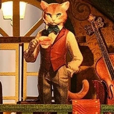 Chat baron buvant du café