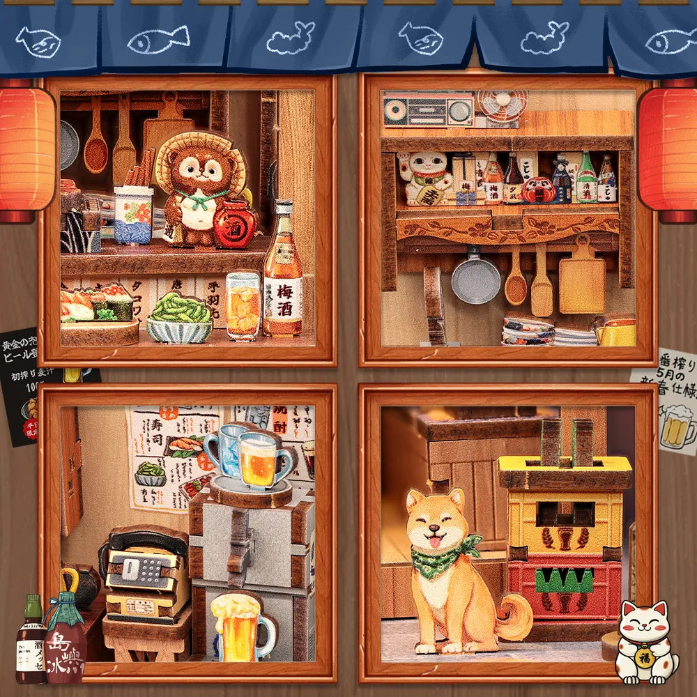 Book Nook Japan - Choshi no Shitamachi, un kit créatif pour construire un diorama miniature. Parfait pour décorer une bibliothèque ou comme cadeau original pour un amoureux des livres. Par Nookette.