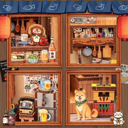 Book Nook Japan - Choshi no Shitamachi, un kit créatif pour construire un diorama miniature. Parfait pour décorer une bibliothèque ou comme cadeau original pour un amoureux des livres. Par Nookette.