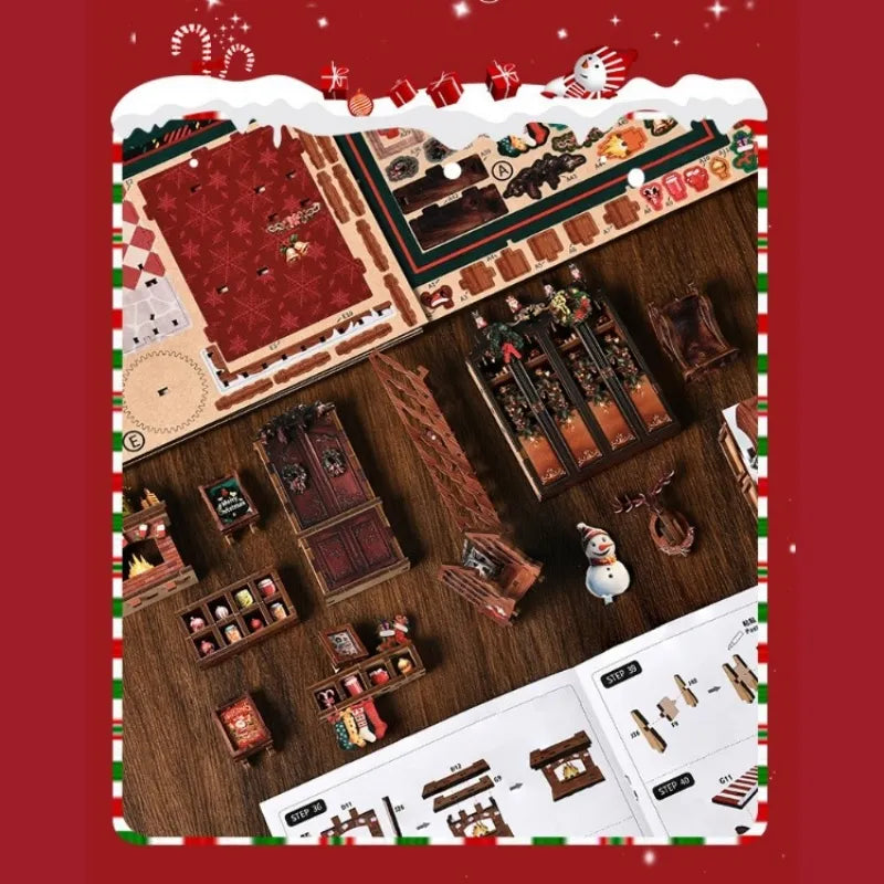 Book Nook - Christmas Shop, un kit créatif pour construire un diorama miniature. Parfait pour décorer une bibliothèque ou comme cadeau original pour un amoureux des livres. Par Nookette.