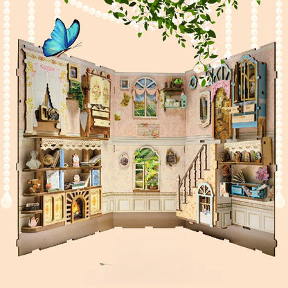 Book Nook - Countryside Diary, un kit créatif pour construire un diorama miniature. Parfait pour décorer une bibliothèque ou comme cadeau original pour un amoureux des livres. Par Nookette.