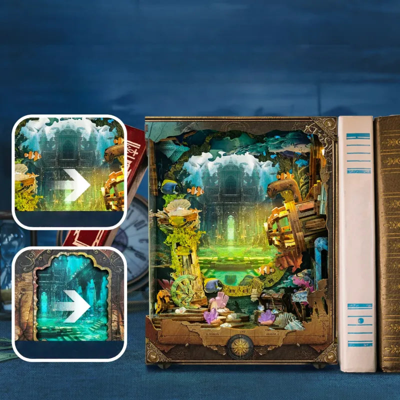 Book Nook - Discover Atlanta, un kit créatif pour construire un diorama miniature. Parfait pour décorer une bibliothèque ou comme cadeau original pour un amoureux des livres. Par Nookette.