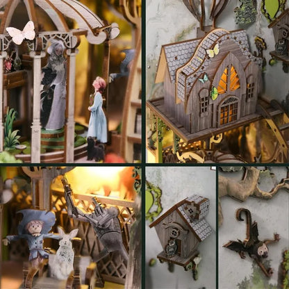 Booknook - Dorothy's Journey, un kit créatif pour construire un diorama miniature. Parfait pour décorer une bibliothèque ou comme cadeau original pour un amoureux des livres. Par Nookette.
