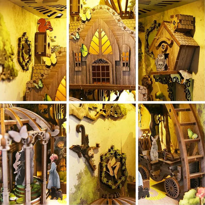 Booknook - Dorothy's Journey, un kit créatif pour construire un diorama miniature. Parfait pour décorer une bibliothèque ou comme cadeau original pour un amoureux des livres. Par Nookette.