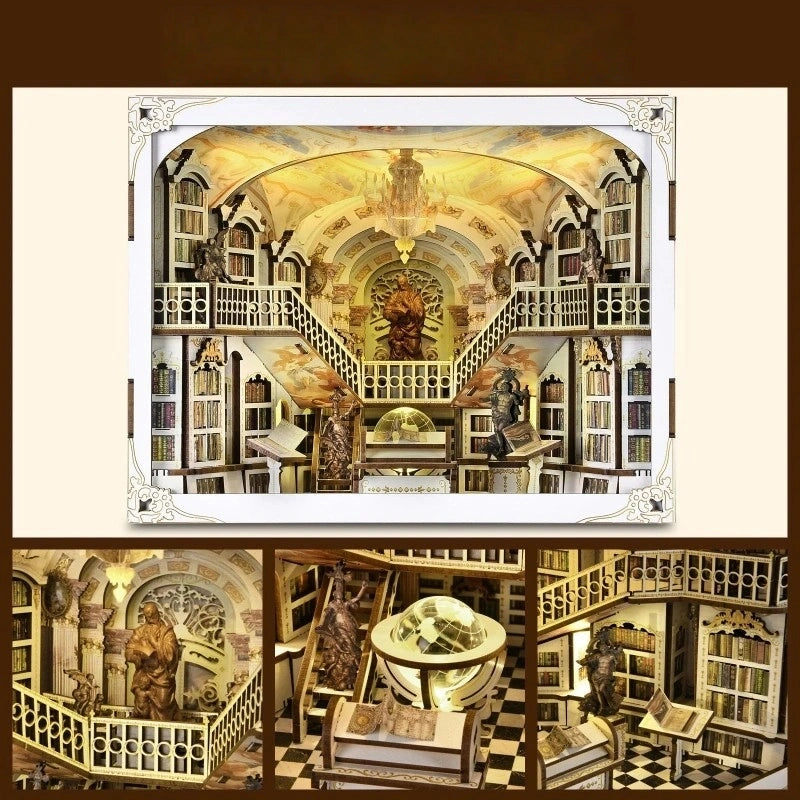 Book Nook - Library of Gods Max, un kit créatif pour construire un diorama miniature. Parfait pour décorer une bibliothèque ou comme cadeau original pour un amoureux des livres. Par Nookette.
