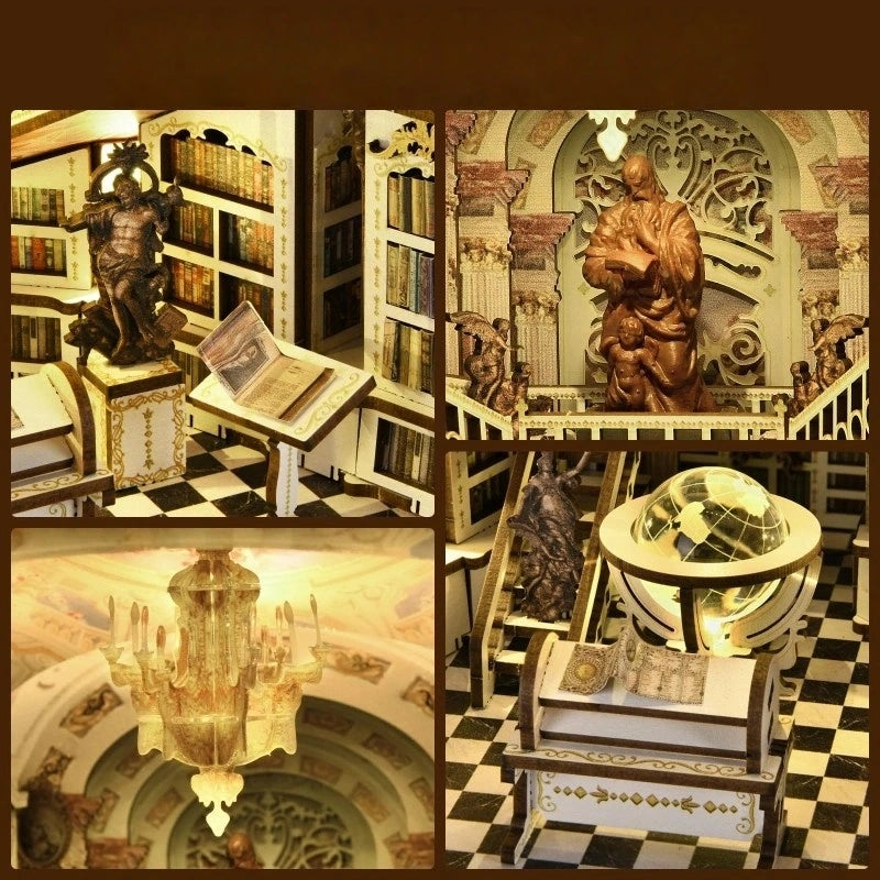 Book Nook - Library of Gods Max, un kit créatif pour construire un diorama miniature. Parfait pour décorer une bibliothèque ou comme cadeau original pour un amoureux des livres. Par Nookette.