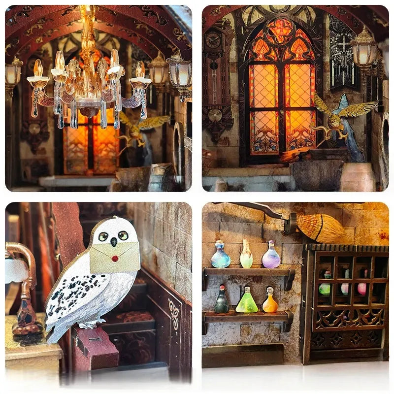 Book Nook - Harry Potter, un kit créatif pour construire un diorama miniature. Parfait pour décorer une bibliothèque ou comme cadeau original pour un amoureux des livres. Par Nookette.