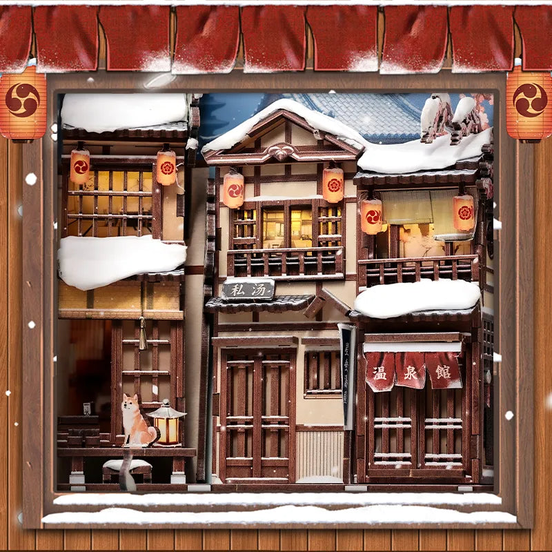 Auberge traditionnelle sous la neige