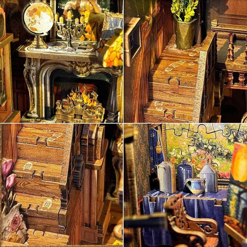 Book Nook - Key Tracking, un kit créatif pour construire un diorama miniature. Parfait pour décorer une bibliothèque ou comme cadeau original pour un amoureux des livres. Par Nookette.