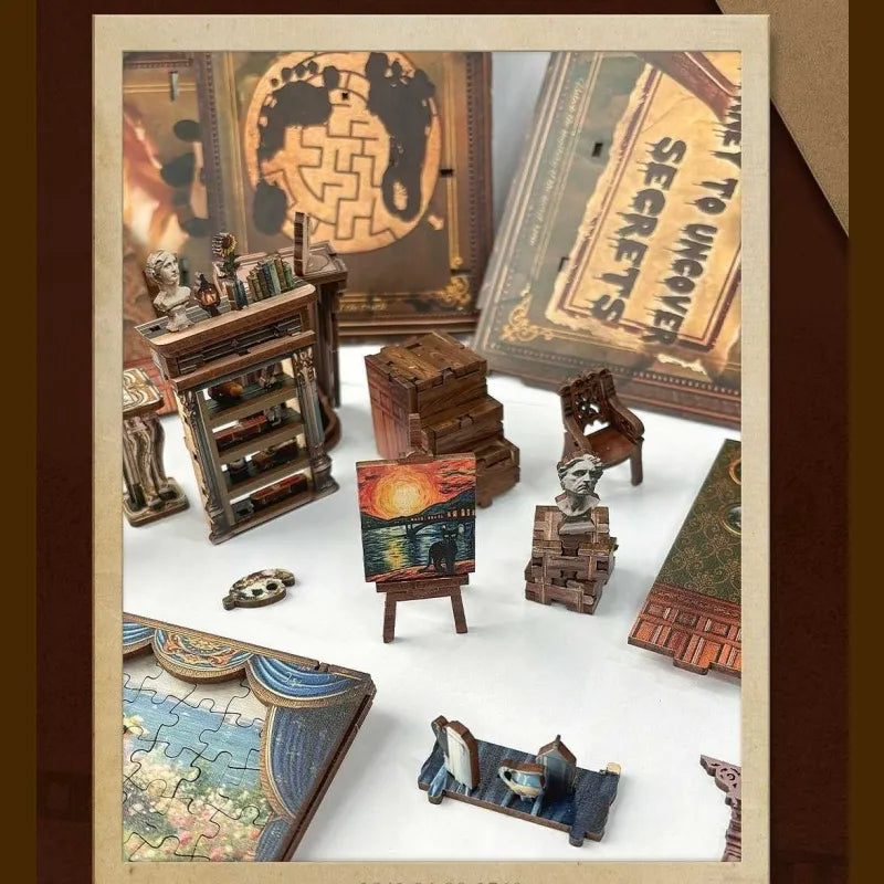 Book Nook - Key Tracking, un kit créatif pour construire un diorama miniature. Parfait pour décorer une bibliothèque ou comme cadeau original pour un amoureux des livres. Par Nookette.