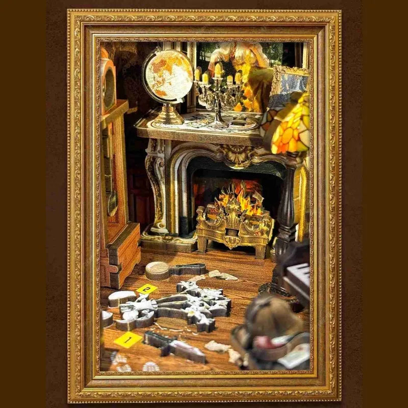 Book Nook - Key Tracking, un kit créatif pour construire un diorama miniature. Parfait pour décorer une bibliothèque ou comme cadeau original pour un amoureux des livres. Par Nookette.