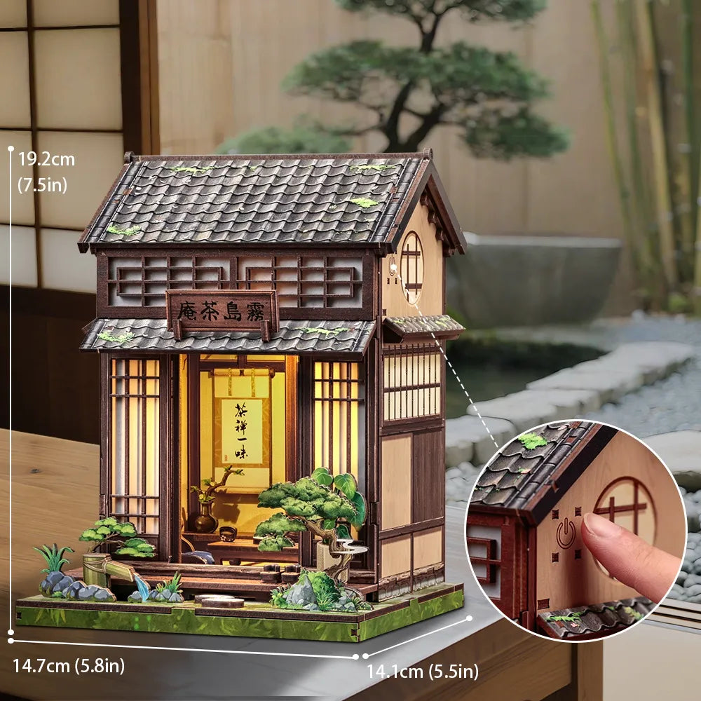 Book Nook Japan- Kirishima Cha-an, un kit créatif pour construire un diorama miniature. Parfait pour décorer une bibliothèque ou comme cadeau original pour un amoureux des livres. Par Nookette.