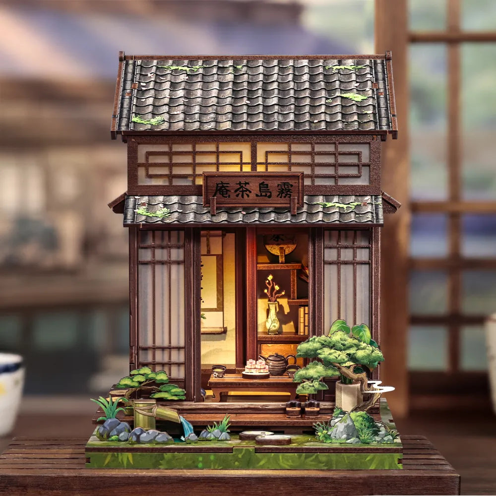Book Nook Japan- Kirishima Cha-an, un kit créatif pour construire un diorama miniature. Parfait pour décorer une bibliothèque ou comme cadeau original pour un amoureux des livres. Par Nookette.