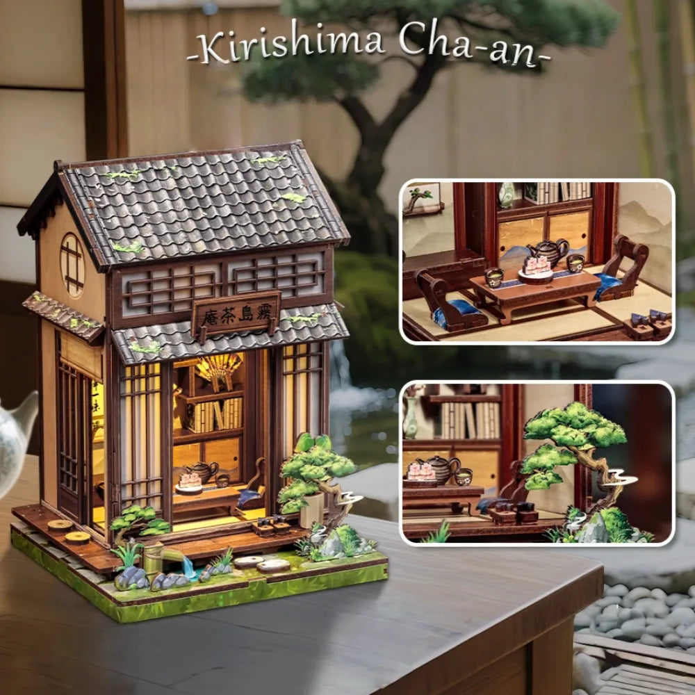 Book Nook Japan- Kirishima Cha-an, un kit créatif pour construire un diorama miniature. Parfait pour décorer une bibliothèque ou comme cadeau original pour un amoureux des livres. Par Nookette.