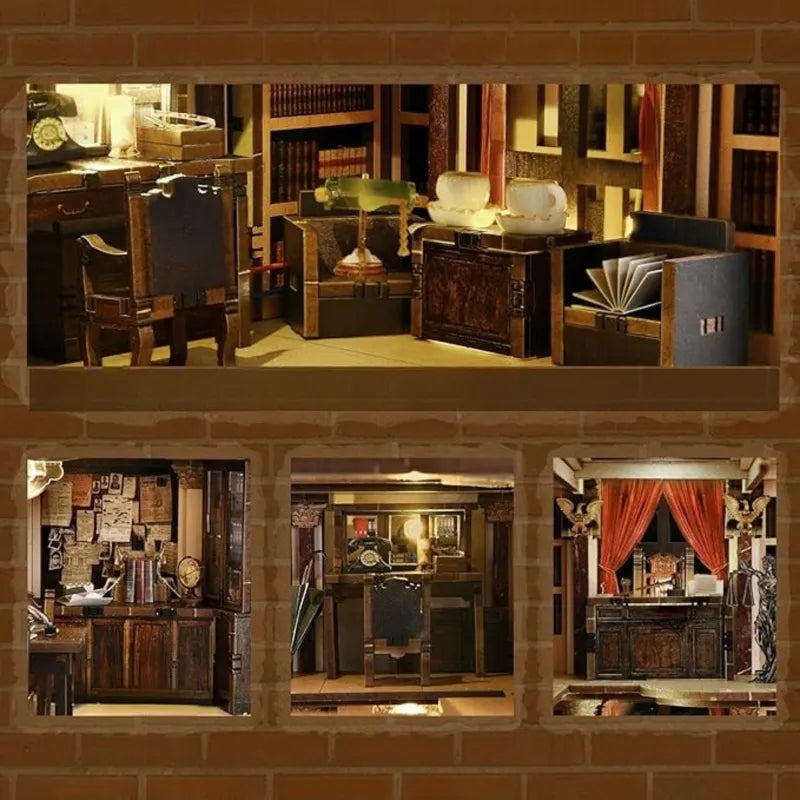 Book Nook - Law Library, un kit créatif pour construire un diorama miniature. Parfait pour décorer une bibliothèque ou comme cadeau original pour un amoureux des livres. Par Nookette.