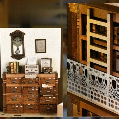 Book Nook - Law Library, un kit créatif pour construire un diorama miniature. Parfait pour décorer une bibliothèque ou comme cadeau original pour un amoureux des livres. Par Nookette.