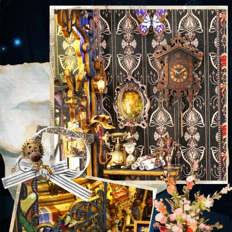 Book Nook - Law Of The Night, un kit créatif pour construire un diorama miniature. Parfait pour décorer une bibliothèque ou comme cadeau original pour un amoureux des livres. Par Nookette.