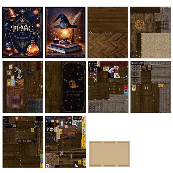 Book Nook - Magic Night, un kit créatif pour construire un diorama miniature. Parfait pour décorer une bibliothèque ou comme cadeau original pour un amoureux des livres. Par Nookette.