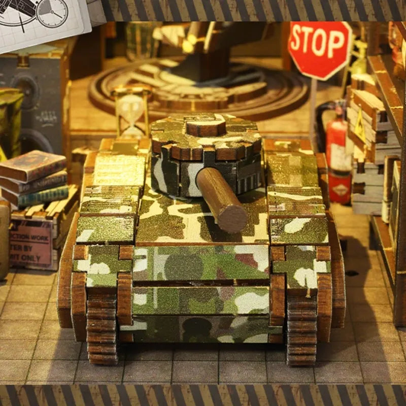 Book Nook - Military Base, un kit créatif pour construire un diorama miniature. Parfait pour décorer une bibliothèque ou comme cadeau original pour un amoureux des livres. Par Nookette.