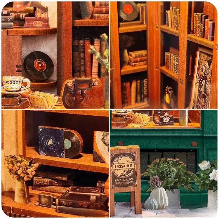 Book Nook - Moments In Time, un kit créatif pour construire un diorama miniature. Parfait pour décorer une bibliothèque ou comme cadeau original pour un amoureux des livres. Par Nookette.