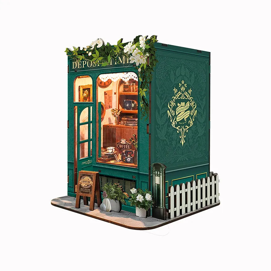 Book Nook - Moments In Time, un kit créatif pour construire un diorama miniature. Parfait pour décorer une bibliothèque ou comme cadeau original pour un amoureux des livres. Par Nookette.