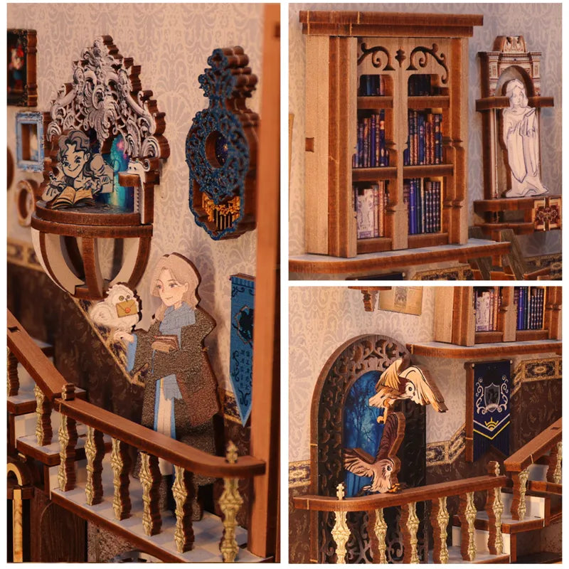 Book Nook | Nebula Common Room, un kit créatif pour construire un diorama miniature. Parfait pour décorer une bibliothèque ou comme cadeau original pour un amoureux des livres. Par Nookette.