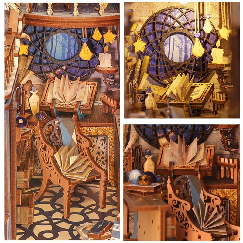 Book Nook | Nebula Common Room, un kit créatif pour construire un diorama miniature. Parfait pour décorer une bibliothèque ou comme cadeau original pour un amoureux des livres. Par Nookette.