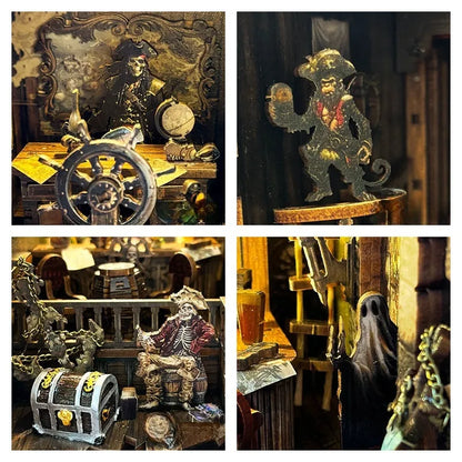 Book Nook - New World Ghost Ship, un kit créatif pour construire un diorama miniature. Parfait pour décorer une bibliothèque ou comme cadeau original pour un amoureux des livres. Par Nookette.