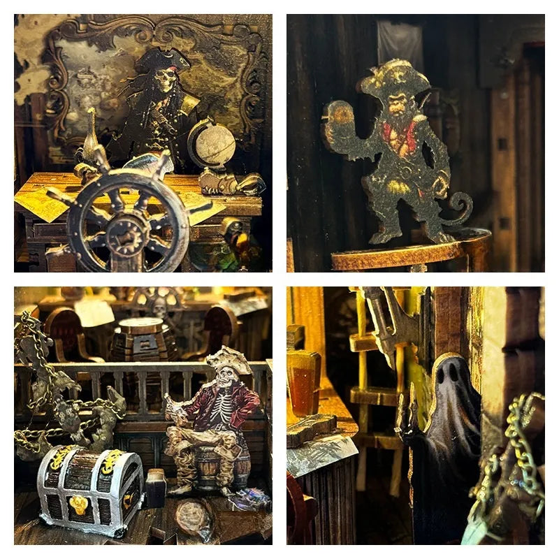 Book Nook - New World Ghost Ship, un kit créatif pour construire un diorama miniature. Parfait pour décorer une bibliothèque ou comme cadeau original pour un amoureux des livres. Par Nookette.