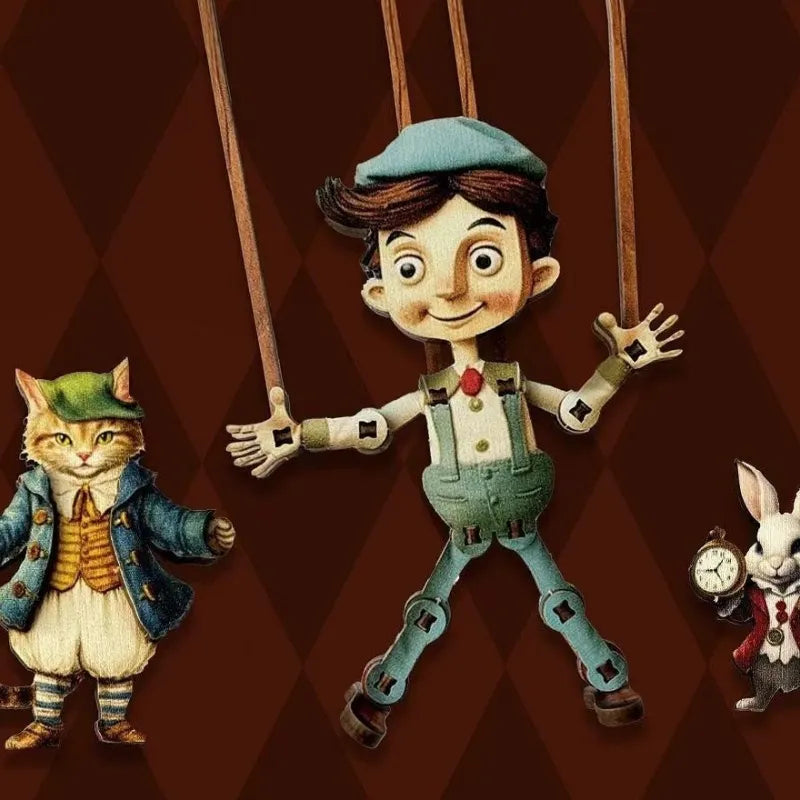 Book Nook - Puppet’s Adventure, un kit créatif pour construire un diorama miniature. Parfait pour décorer une bibliothèque ou comme cadeau original pour un amoureux des livres. Par Nookette.