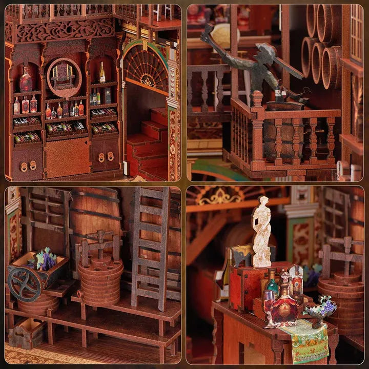 Book Nook - Roaring Twenties Speakeasy, un kit créatif pour construire un diorama miniature. Parfait pour décorer une bibliothèque ou comme cadeau original pour un amoureux des livres. Par Nookette.