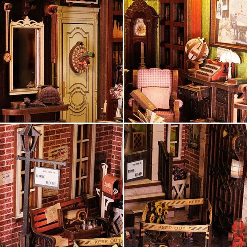 Book Nook | Rose Detective Agency, un kit créatif pour construire un diorama miniature. Parfait pour décorer une bibliothèque ou comme cadeau original pour un amoureux des livres. Par Nookette.