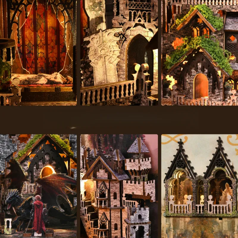 Book Nook - Sleeping Beauty, un kit créatif pour construire un diorama miniature. Parfait pour décorer une bibliothèque ou comme cadeau original pour un amoureux des livres. Par Nookette.