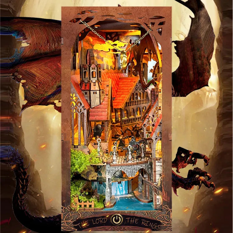 Book Nook - Spirit Valley Magic Ring, un kit créatif pour construire un diorama miniature. Parfait pour décorer une bibliothèque ou comme cadeau original pour un amoureux des livres. Par Nookette.