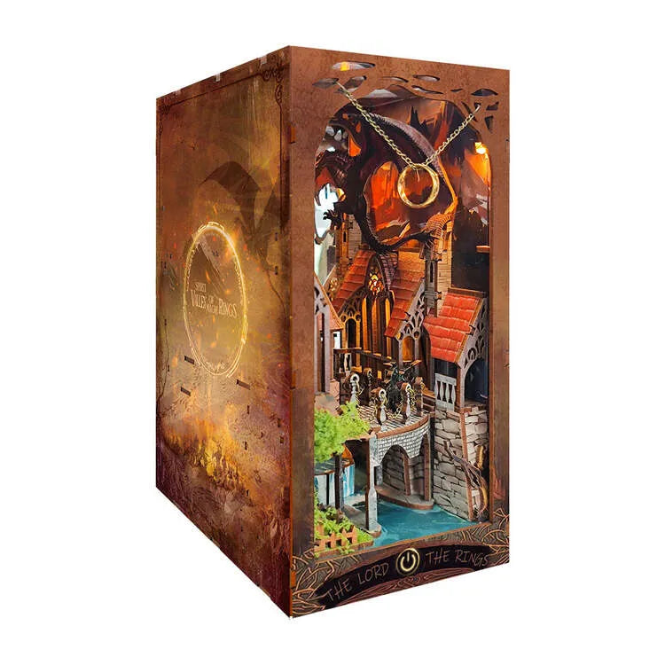 Book Nook - Spirit Valley Magic Ring, un kit créatif pour construire un diorama miniature. Parfait pour décorer une bibliothèque ou comme cadeau original pour un amoureux des livres. Par Nookette.
