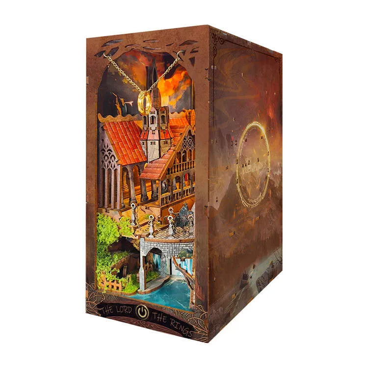 Book Nook - Spirit Valley Magic Ring, un kit créatif pour construire un diorama miniature. Parfait pour décorer une bibliothèque ou comme cadeau original pour un amoureux des livres. Par Nookette.