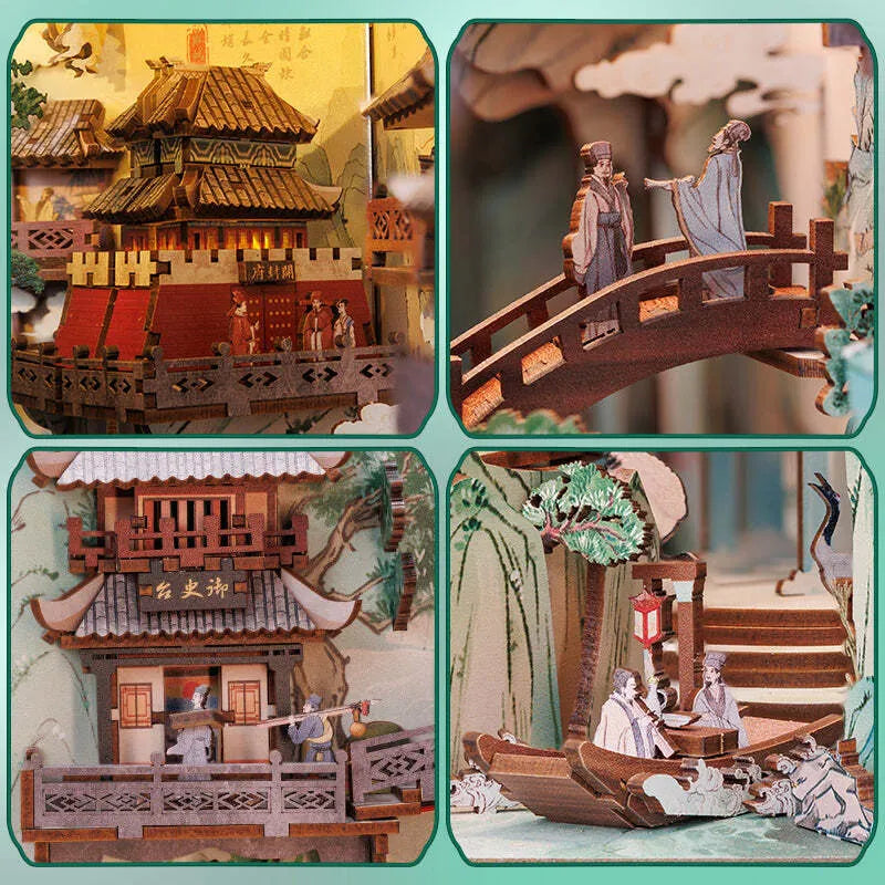 Book Nook | Su Dongpo's Life, un kit créatif pour construire un diorama miniature. Parfait pour décorer une bibliothèque ou comme cadeau original pour un amoureux des livres. Par Nookette.