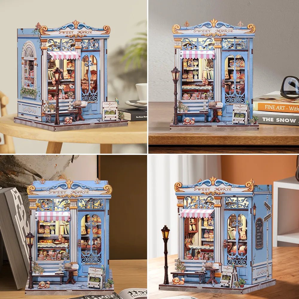 Book Nook - Sweet Marie, un kit créatif pour construire un diorama miniature. Parfait pour décorer une bibliothèque ou comme cadeau original pour un amoureux des livres. Par Nookette.