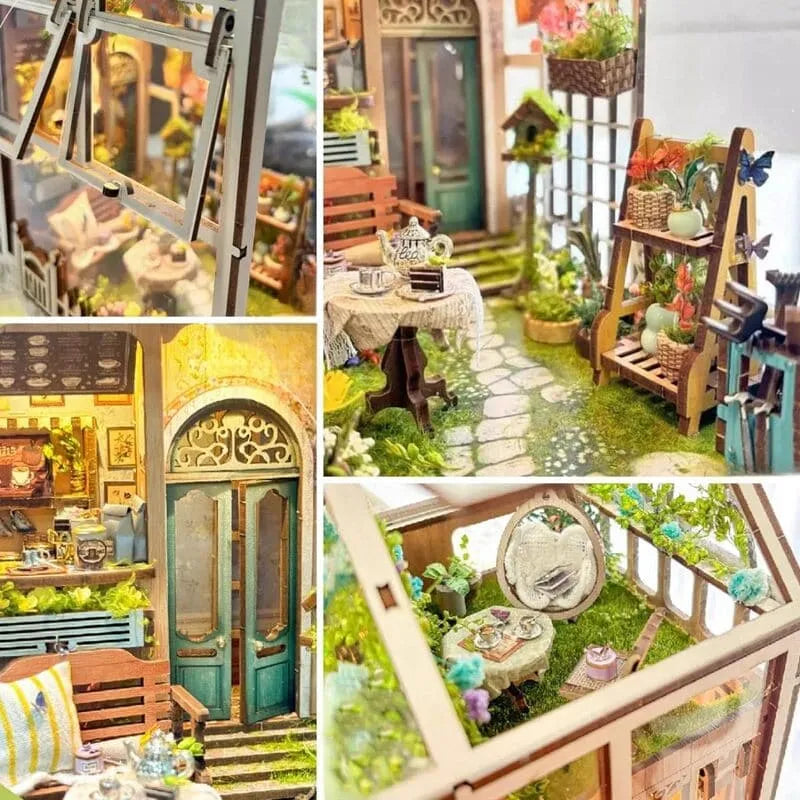 Book Nook - Sylvia Garden, un kit créatif pour construire un diorama miniature. Parfait pour décorer une bibliothèque ou comme cadeau original pour un amoureux des livres. Par Nookette.