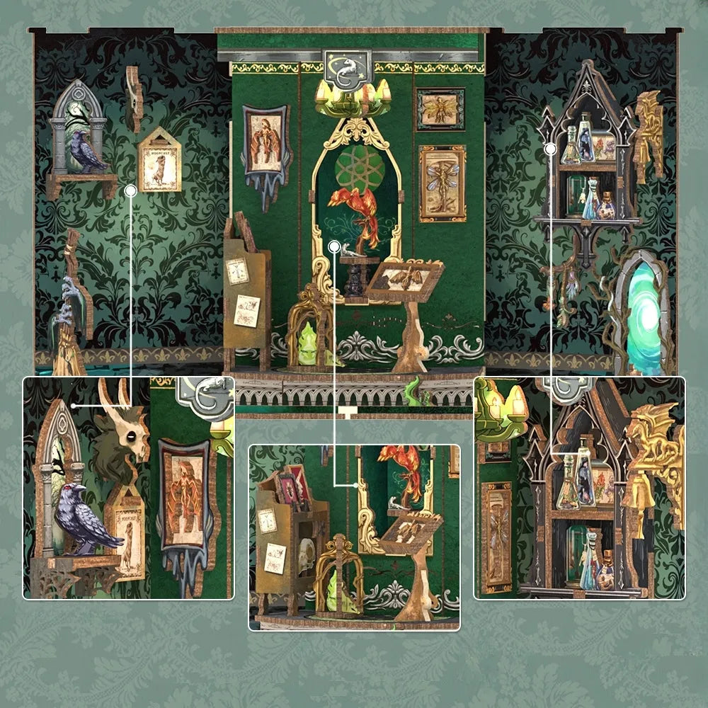 Book Nook - The Darkness Herbarium, un kit créatif pour construire un diorama miniature. Parfait pour décorer une bibliothèque ou comme cadeau original pour un amoureux des livres. Par Nookette.