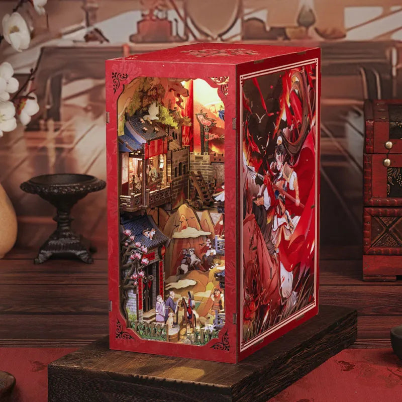 Book Nook | The Legend of Mulan, un kit créatif pour construire un diorama miniature. Parfait pour décorer une bibliothèque ou comme cadeau original pour un amoureux des livres. Par Nookette.