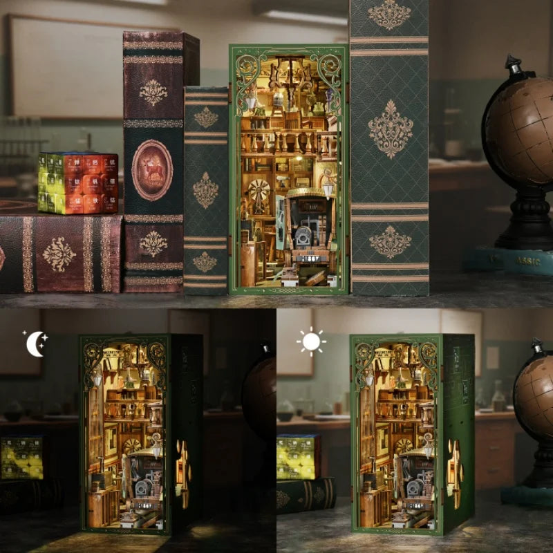 Book Nook - The Radium Lady, un kit créatif pour construire un diorama miniature. Parfait pour décorer une bibliothèque ou comme cadeau original pour un amoureux des livres. Par Nookette.